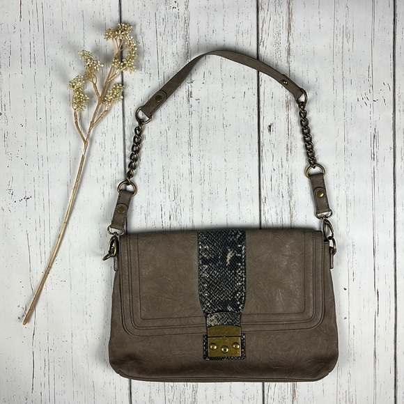 Kate Landry Taupe Snakeskin Details
Shoulder Purse - Picture 1 of 14